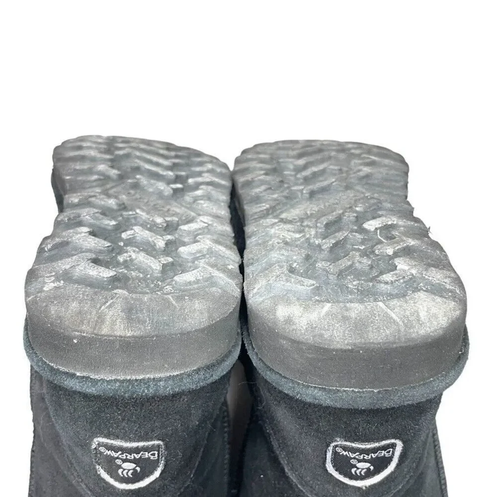 BearPaw Youth Elle Black Cow Suede Wool Blend Short Snow Boot Size 1 WIDE‎